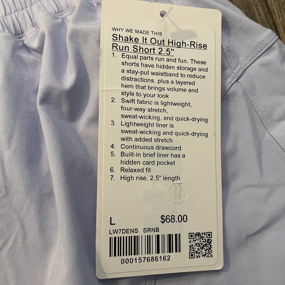 Lululemon Shake It Out High-Rise Running Short 2.5" Lavender Frost Sz L NWT - Picture 2 of 6